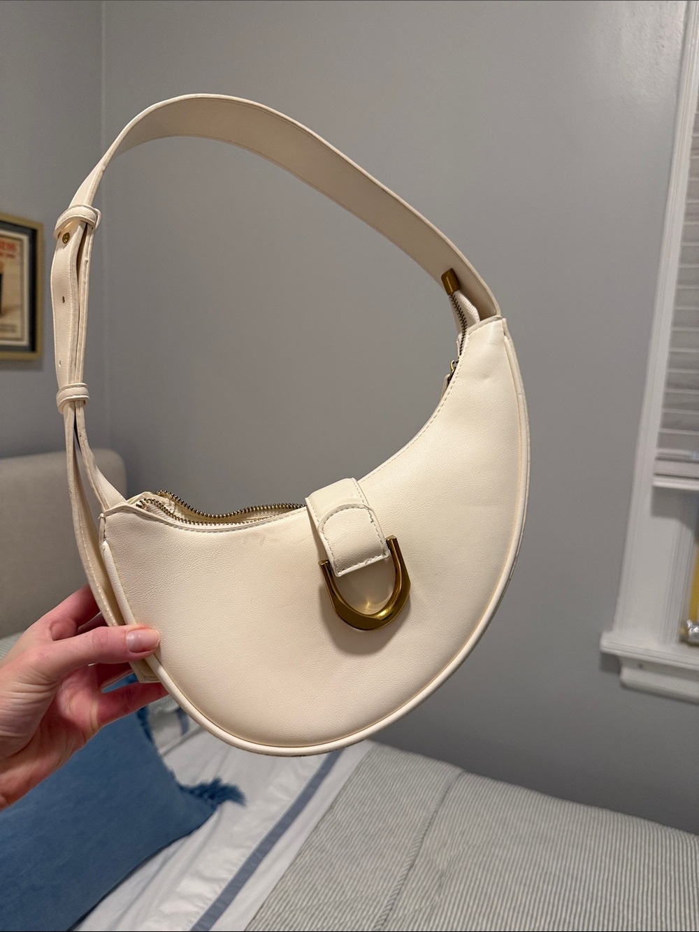 Cream Crescent Shoulder Bag